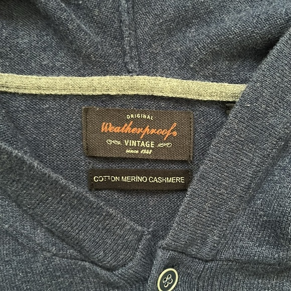 Weatherproof Vintage Men’s Navy Blue Hooded Sweater size L - Picture 2 of 6